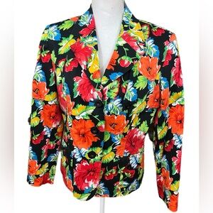 SAG HARBOR - WOMEN'S FLORAL PRINT BLAZER JACKET - SIZE 8 Lined